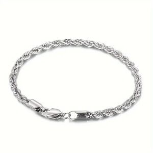 18K White Gold Plated Stainless Steel Twisted Bracelet